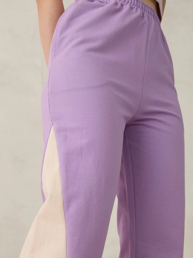 Outzidr  Lilac Cut And Sew Coloured Jogger for Women | Best Price UAE